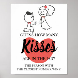 Póster ¿Cuántos besos Rótulo de juego de ducha de novia?