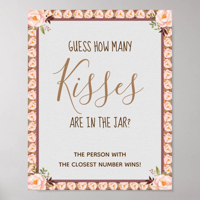 Póster ¿Cuántos besos Rótulo de juego de ducha de novia r (Frente)