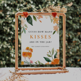 Póster ¿Cuántos besos tiene el Rótulo de ducha de novia A
