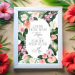 Póster ¿Cuántos besos Tropical Floral Bridal Shower Game?<br><div class="desc">¿Cuántos Besos Tropical Floral Bridal Shower Game Poster? Elementos coincidentes disponibles. Vea la colección completa aquí: https://www.zazzle.com/collections/watercolor_tropical_flowers_and_leaves-119671500108864210</div>