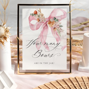 Póster Cuántos Bows Floral Pink Bow Baby Shower
