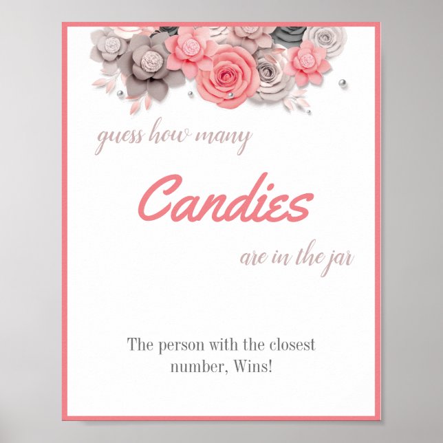 Póster ¿Cuántos Candies Bridal Shower Game Rótulo? (Frente)