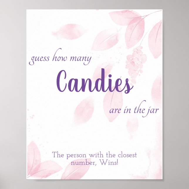 Póster ¿Cuántos Candies Bridal Shower Game Rótulo? (Frente)
