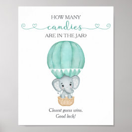 Póster ¿Cuántos Candies Green Elephant Juego de Baby Show