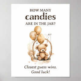 Póster Cuántos Candies Teddy Llevan Baby Shower