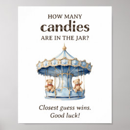 Póster Cuántos caramelos Teddy llevan Baby Shower de niño