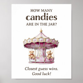 Póster ¿Cuántos caramelos Teddy tienen Baby Shower Chica