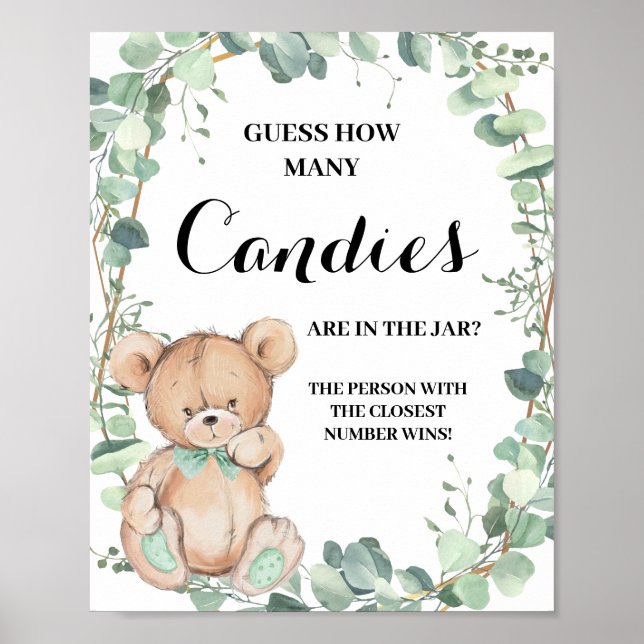 Póster ¿Cuántos caramelos tienen verde ducha Rótulo de ju (Frente)