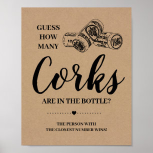 Póster ¿Cuántos corchos ducha de novia símbolo de juego r