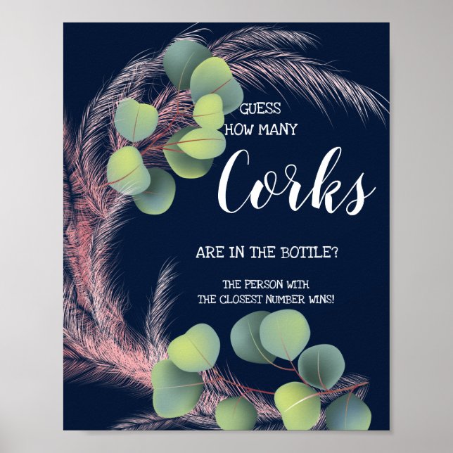 Póster Cuántos Corks Pampas Rótulo de ducha de novias (Frente)