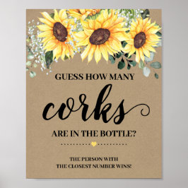 Póster ¿Cuántos corks verde girasol símbolo de juego Show