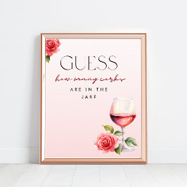 Póster ¿Cuántos Corks Wine Temática Ducha Juego Rótulo