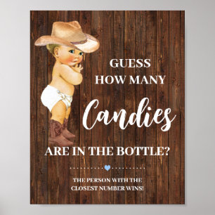 Póster ¿Cuántos Cowboy Candies Cowboy Baby Shower Game Ró