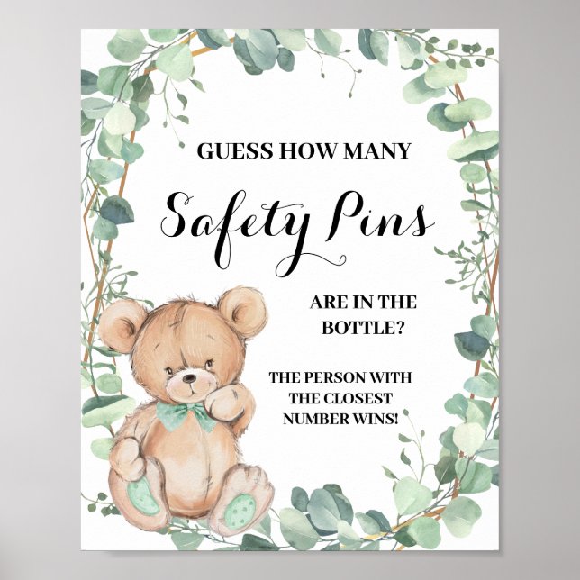 Póster ¿Cuántos juegos de Baby Shower de seguridad de pin (Frente)
