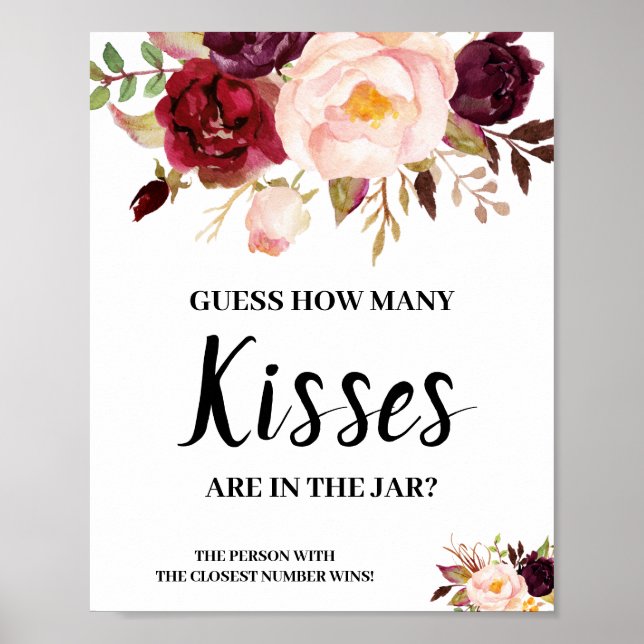 Póster ¿Cuántos Kiss Marsala Ducha de novia Rótulo de jue (Frente)