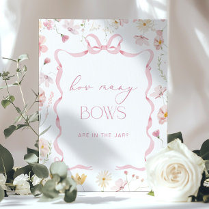 Póster Cuántos lazos Juego de baby shower de lazo floral