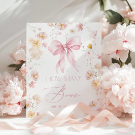 Póster Cuántos lazos Rosa rubor floral baby shower