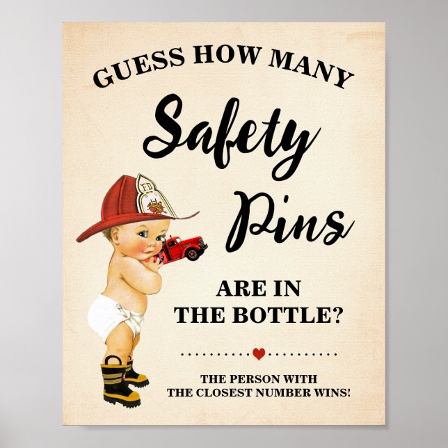 Póster ¿Cuántos pines de seguridad de juego para bomberos (Frente)