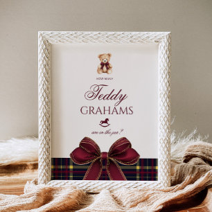 Póster Cuántos teddy grahams Teddy Bear Red Bow