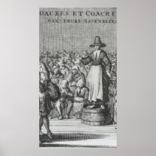 Póster Cuáqueros hombres y mujeres en su asamblea