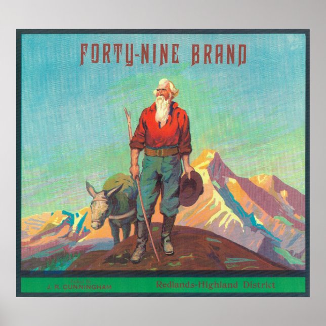 Póster Cuarenta y nueve Naranjas LabelRedlands, CA (Frente)