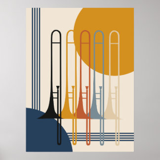 Póster Cuarteto de trombones minimalista | Moderno de med