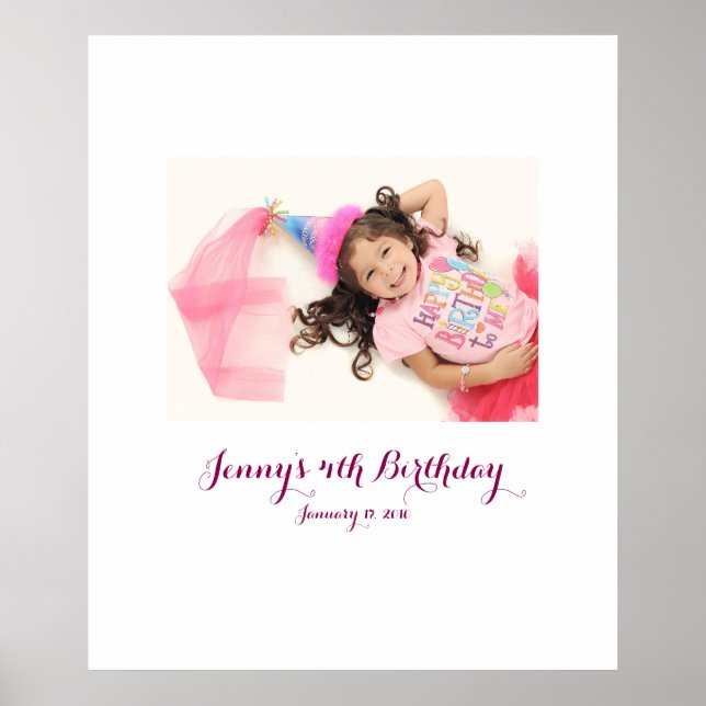 Póster Cuarto cumpleaños cuarto Rótulo en la Fiesta 4 (Frente)