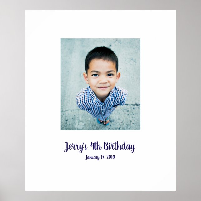 Póster Cuarto cumpleaños cuarto Rótulo en la Fiesta 4 (Frente)