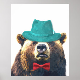 Póster Cuarto de niños de animales oso lindo y divertido
