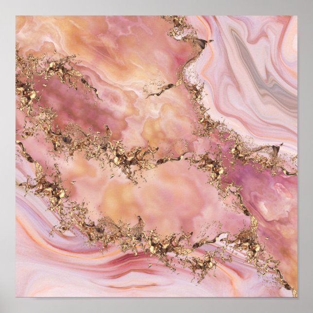 Póster cuarzo Rosa y mármol rosa pastel (Frente)