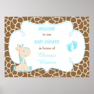 Póster Cuate Giraffe Boy Blue Baby Shower