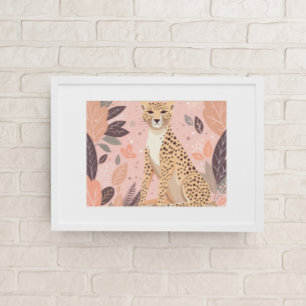 Póster Cuato Boho Cheetah Animal Safari Baby Room Wall Ar