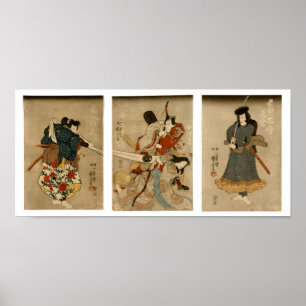 Póster Cuatro actores, Bella Artes japonés Kuniyoshi