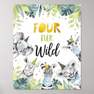 Póster Cuatro animales Fiestas Safari salvajes de la hist