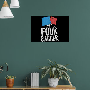 Póster Cuatro Bagger Funny Cornhole Bean Bag Toss