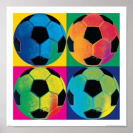 Póster Cuatro bolas de fútbol de diferentes colores