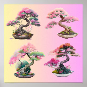 Póster Cuatro bonsai