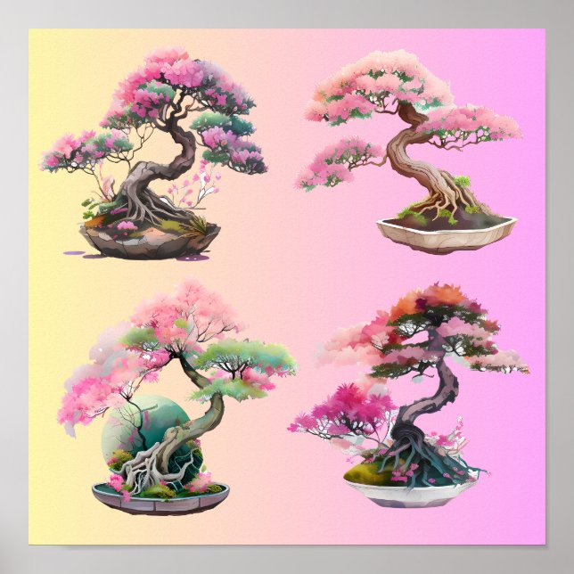 Póster Cuatro bonsai (Frente)