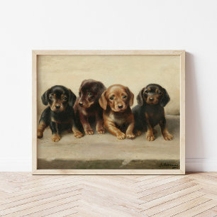 Póster Cuatro cachorros Dachshund   Carl Reichert