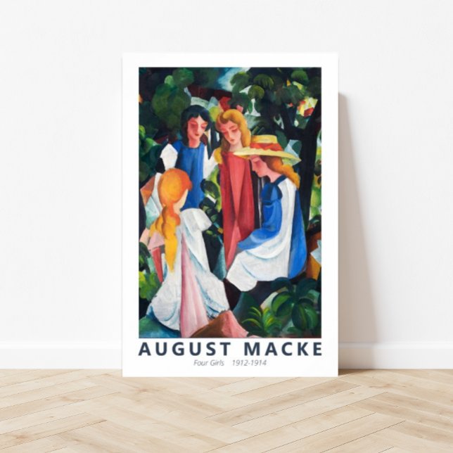 Póster Cuatro Chicas de August Macke (affordable art, printable art, wall art, famous art, royalty free art, customizable art, fine art)