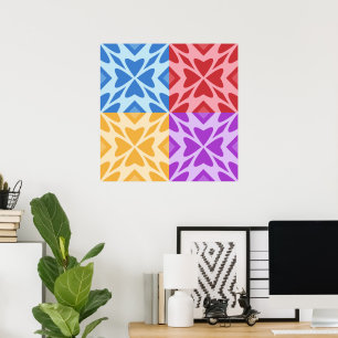 Póster Cuatro corazones brillantes y coloridos se encuent