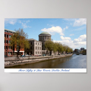 Póster Cuatro cortes y río Liffey, Dublin City Irlanda