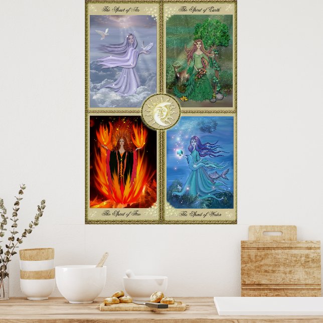 Póster Cuatro elementos (Cocina)