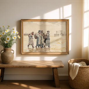 Póster Cuatro esposas de pescadores en la playa   Winslow