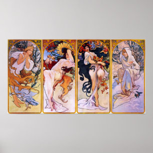Póster Cuatro estaciones de Alfonso Mucha 1895