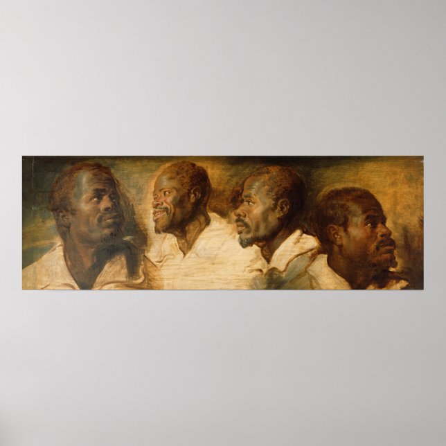 Póster Cuatro estudios de una cabeza masculina, Ruebens (Frente)