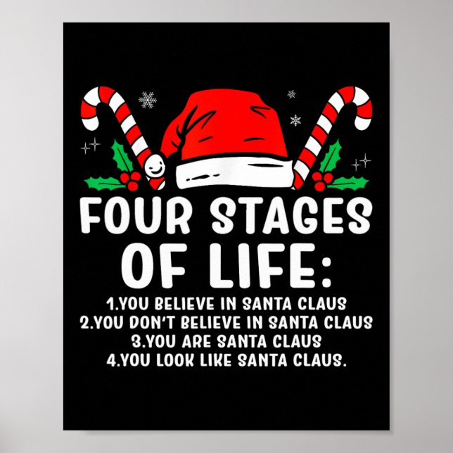 Póster Cuatro Etapas De La Vida Navidades De Santa Funny  (Frente)