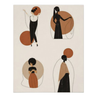 Póster Cuatro Formas Femeninas | Mujeres Africanas Abstra