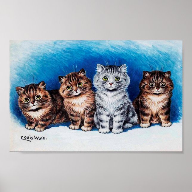 Póster Cuatro gatitos, Louis Wain (Frente)