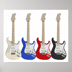 Póster Cuatro guitarras eléctricas